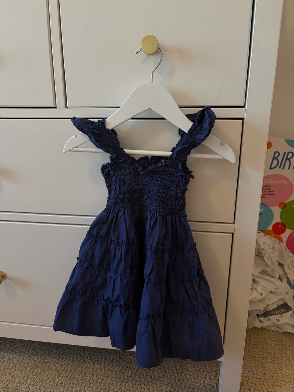 Hill House Smocked Dress Girls 3-4 Navy Blue Cotton